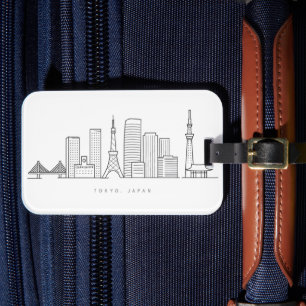 Minimalist Tokyo Skyline Illustration Luggage Tag