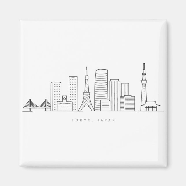 Minimalist Tokyo Skyline Illustration Magnet (Front)