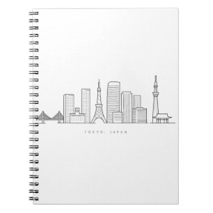 Minimalist Tokyo Skyline Illustration Notebook