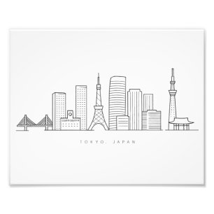 Minimalist Tokyo Skyline Illustration Photo Print