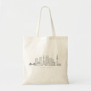 Minimalist Tokyo Skyline Illustration Tote Bag