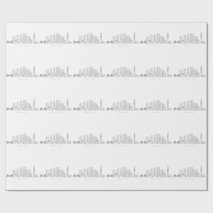 Minimalist Tokyo Skyline Illustration Wrapping Paper