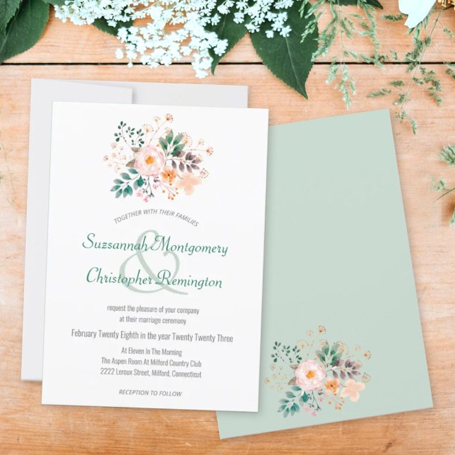Minimalist Top Border Orange Shade Florals Invitation (Creator Uploaded)