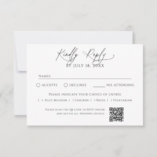 Minimalist Traditional QR Code RSVP Card (Front)