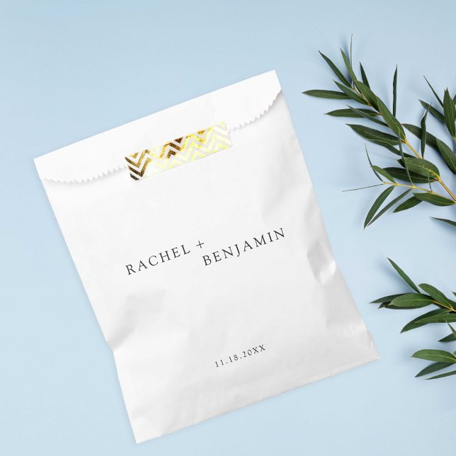 Minimalist Traditional Simple Black White wedding Favour Bag (Creator Uploaded)