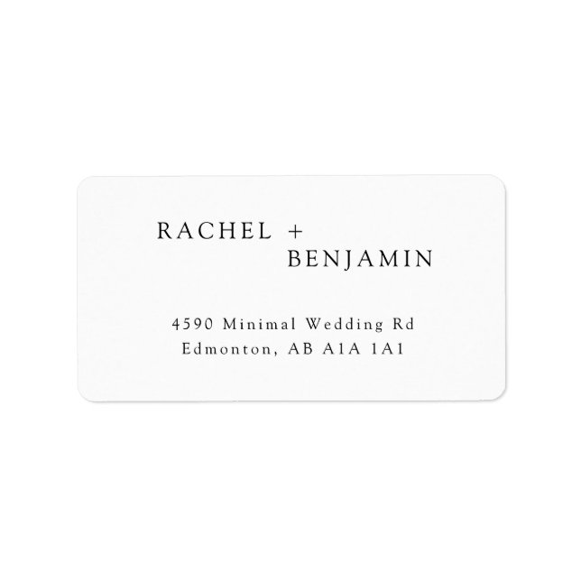 Minimalist Traditional Simple Black White wedding Label (Front)