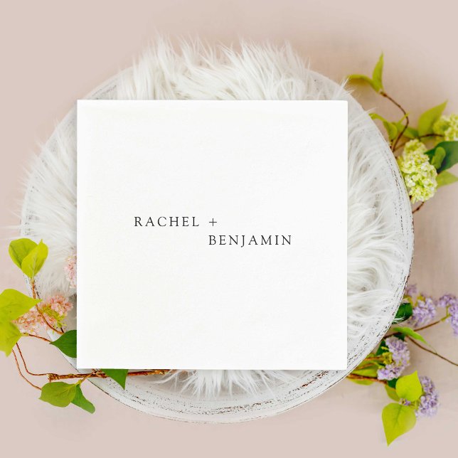 Minimalist Traditional Simple Black White wedding Napkin (Creator Uploaded)