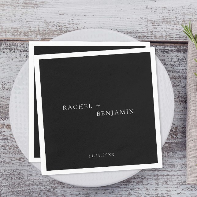 Minimalist Traditional Simple Black White wedding  Napkin (Creator Uploaded)