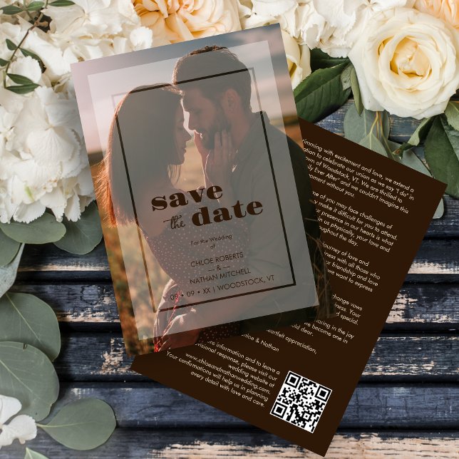 Minimalist Transparency Vellum Effect Photo Card  (Minimalist Transparency Vellum Effect Photo Card Wedding Save the Date with Envelope.)