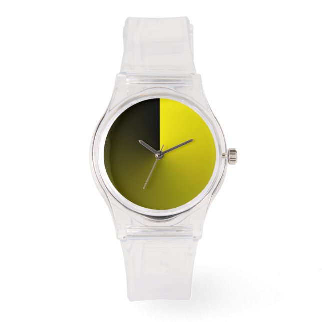 Minimalist Transparent with Black and Yellow Dial Watch (Front)