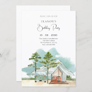 Minimalist travel nature birthday invitation