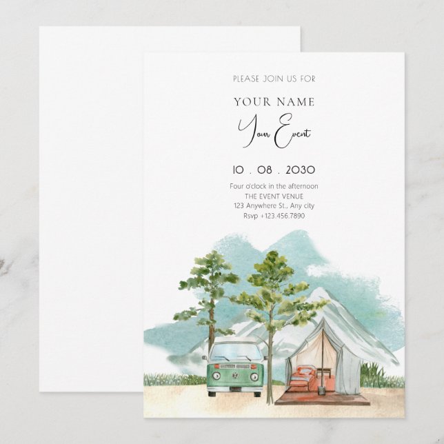 Minimalist travel nature invitation (Front/Back)