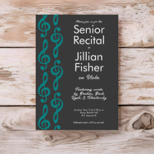 Minimalist Treble Clef Senior Music Recital