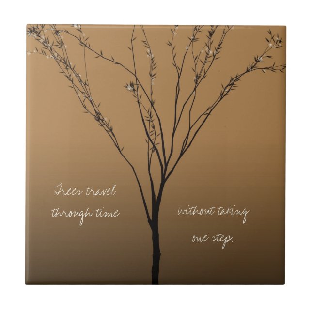 Minimalist Tree Art with Inspirational Quote Ceramic Tile (Front)