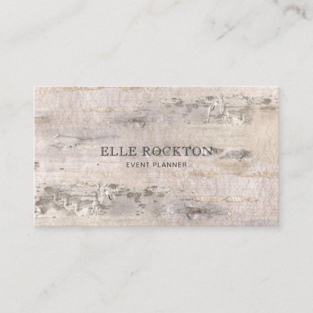 Minimalist Tree Birch Bark Business Card (Front)