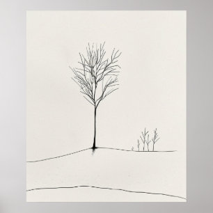 Minimalist tree black modern minimalist line art poster