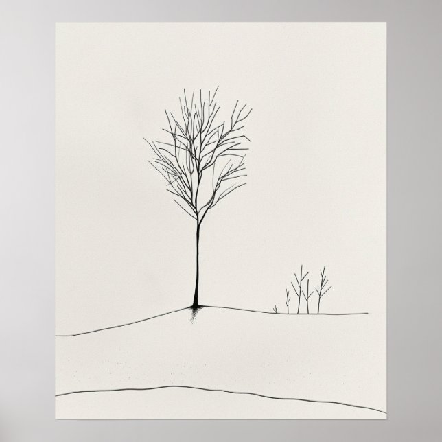 Minimalist tree black modern minimalist line art poster (Front)