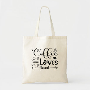 Minimalist Trendy Coffee Loves Doughnut Tote Bag