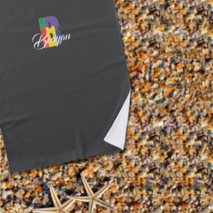 Minimalist trendy colourful initial b name grey beach towel