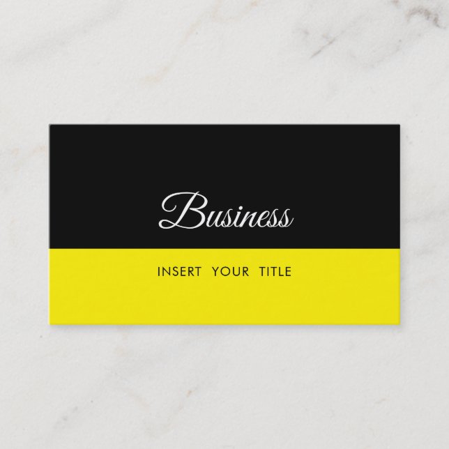 Minimalist Trendy Elegant Black Yellow Business Card (Front)