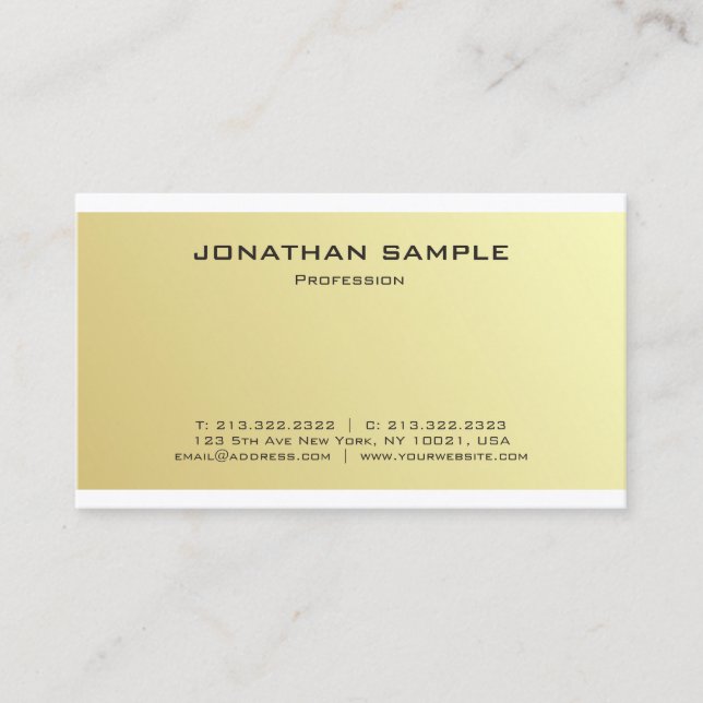 Minimalist Trendy Elegant Gold Design Luxury Business Card (Front)
