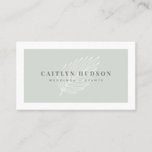 Minimalist Trendy Elegant Sage Green White Palm Business Card