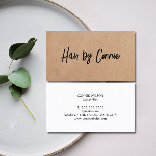 Minimalist Trendy Faux Kraft Hair Stylist Business Card