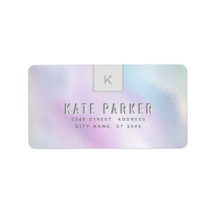 Minimalist trendy holographic monogram label