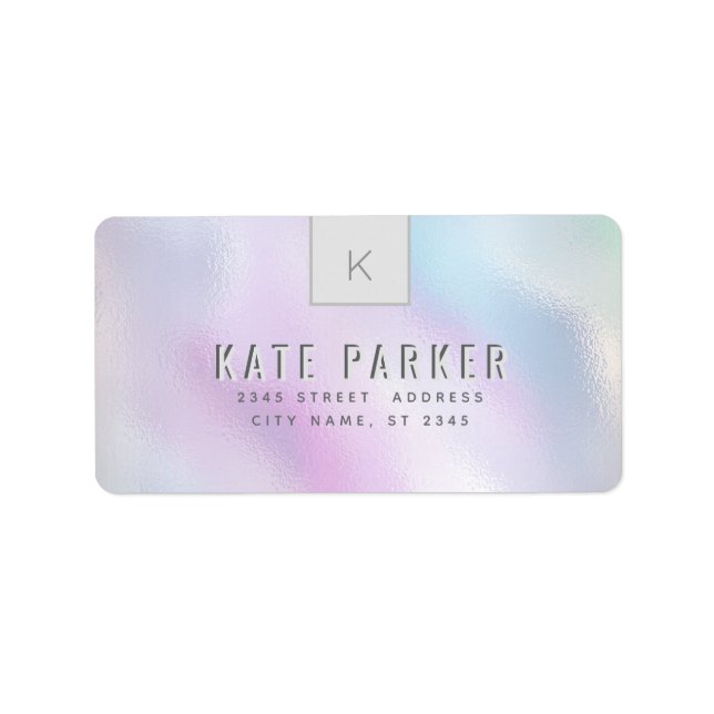 Minimalist trendy holographic monogram label (Front)