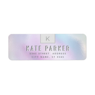 Minimalist trendy holographic monogram return address label