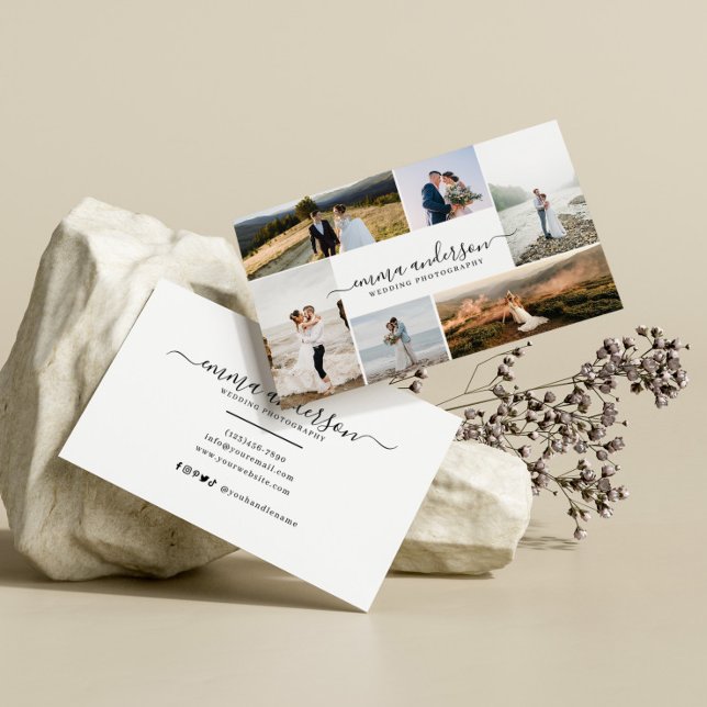 Minimalist Trendy Photo Collage Photographer Business Card (Creator Uploaded)