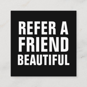 Minimalist trendy refer a friend black and white referral card