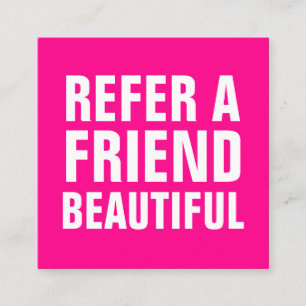 Minimalist trendy refer a friend pink modern referral card