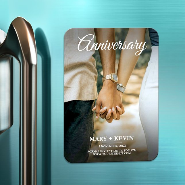 Minimalist trendy replace photo anniversary card magnet (Creator Uploaded)