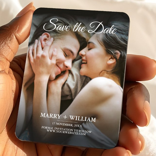 Minimalist Trendy Replace Photo Save The Date Card Magnet (Minimalist Modern Replace Photo Save The Date Magnet, Wedding Favor Magnet)