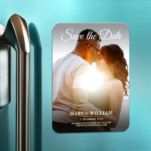 Minimalist Trendy Replace Photo Save The Date Card Magnet