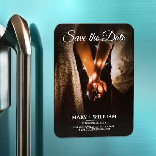 Minimalist Trendy Replace Photo Save The Date Card Magnet
