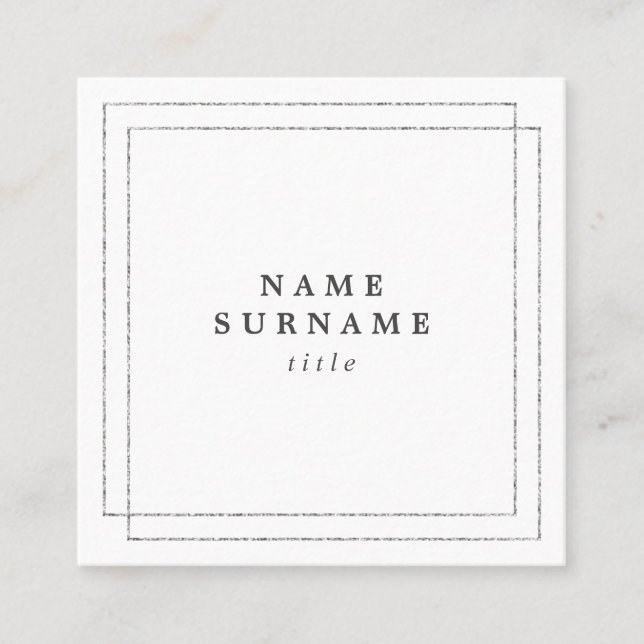 Minimalist Trendy Silver Square Business Card (Front)