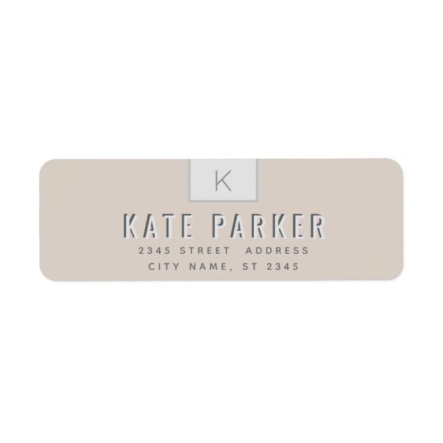 Minimalist trendy simple monogram return address label (Front)