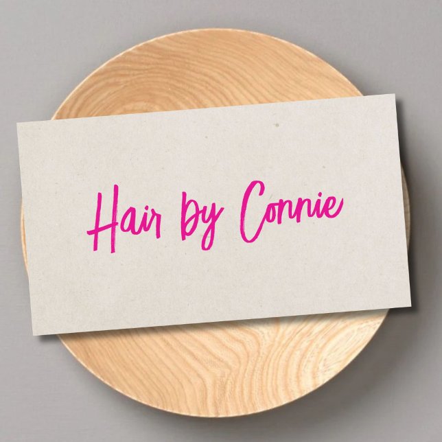 Minimalist Trendy Texture Beige Pink Hair Stylist Business Card (Creator Uploaded)