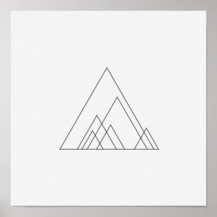 Minimalist Triangles Black and White Poster