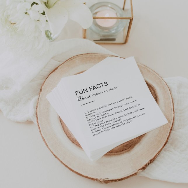 Minimalist Trivia Fun Facts Wedding  Napkin (Creator Uploaded)