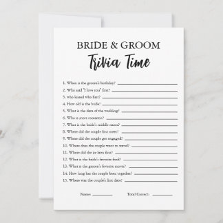 Minimalist Trivia Game For Bride And Groom Card