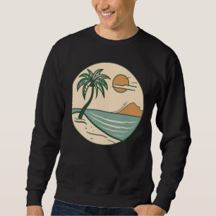 Minimalist Tropical Beach Scene Graphic T-Shirt Sweatshirt