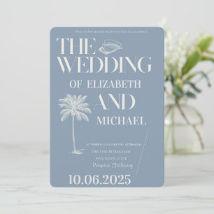 Minimalist Tropical Dusty Blue Invitation
