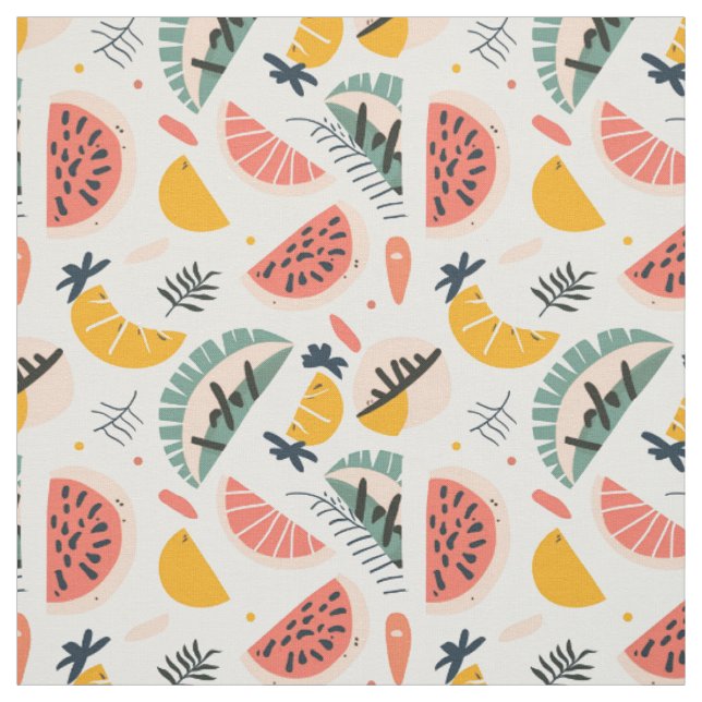 Minimalist Tropical Fruit Pattern Fabric (Swatch)