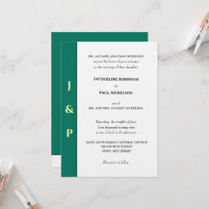 Minimalist Tropical Green Yellow Monogram Invitation