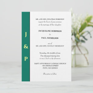 Minimalist Tropical Green Yellow Monogram  Invitation