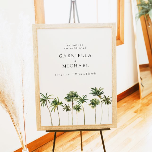Minimalist Tropical Palm Tree Wedding Welcome Poster (Creator Uploaded)