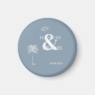 Minimalist Tropical Wedding Dusty Blue Magnet